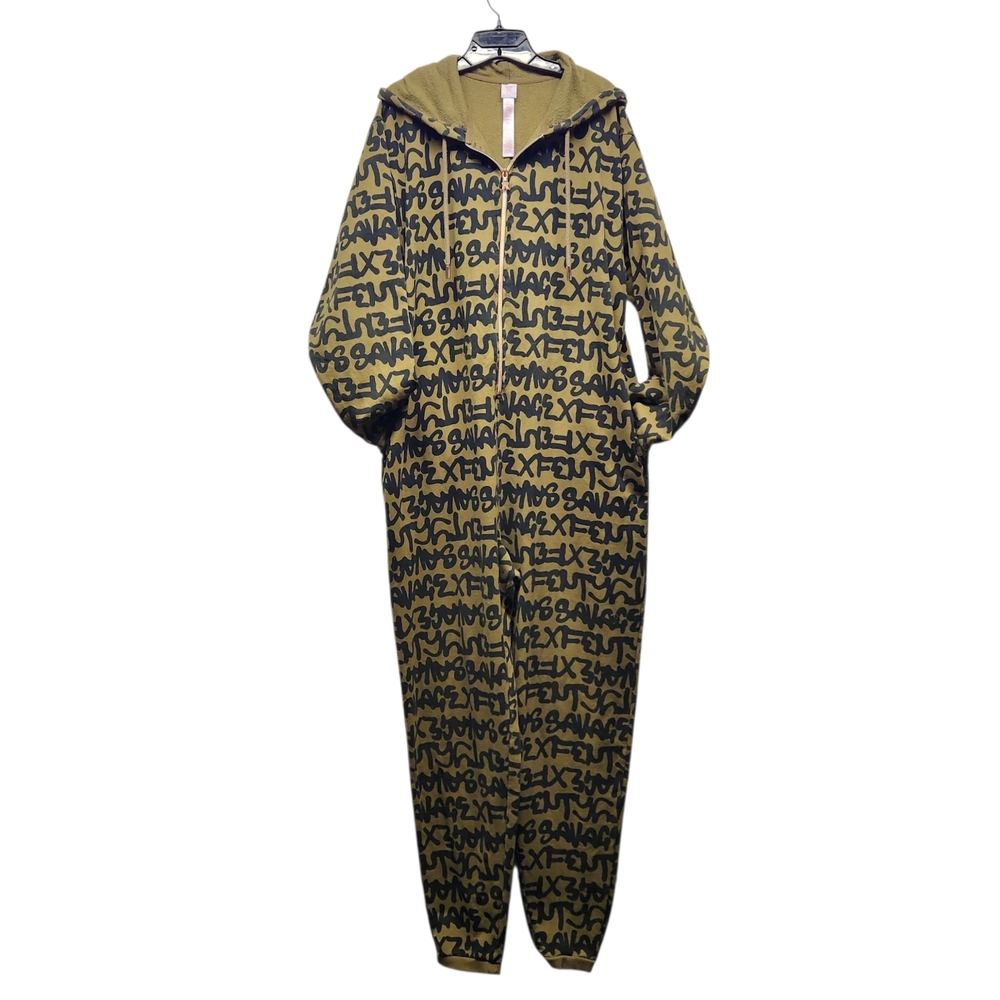 Savage X Fenty Olive and Black Hooded Jumpsuit